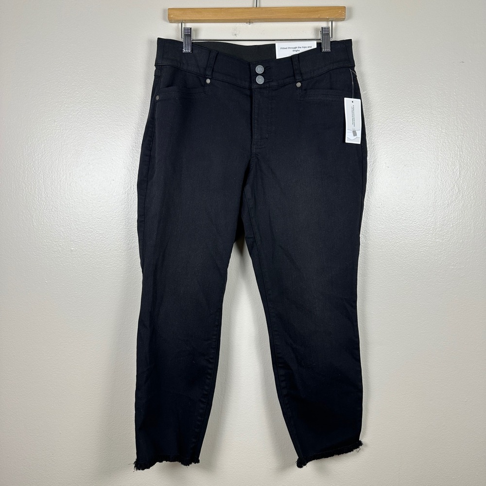 Christopher & Banks Women's 10P Ankle‎ Pants Black Signature Slimming Raw Hem